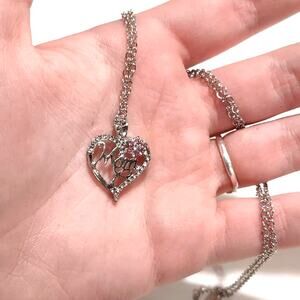 Mother's Day Necklace Mom Heart 925 Chain Rhinestones Christmas Birthday Gift